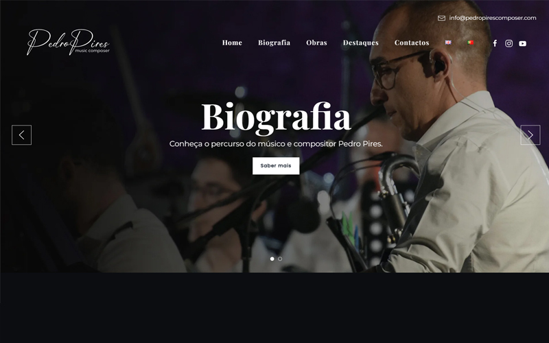 Desenvolvimento do website do músico Pedro Pires